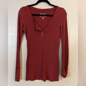 M Decree long sleeve waffle knit orange